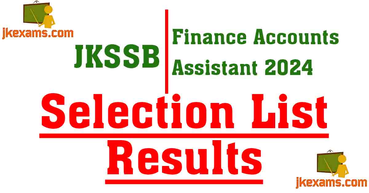 JKSSB Finance Accounts Assistant Selection List 2024