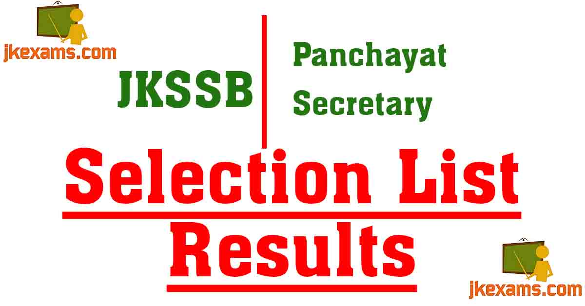 JKSSB Panchayat Secretary Selection List 2024